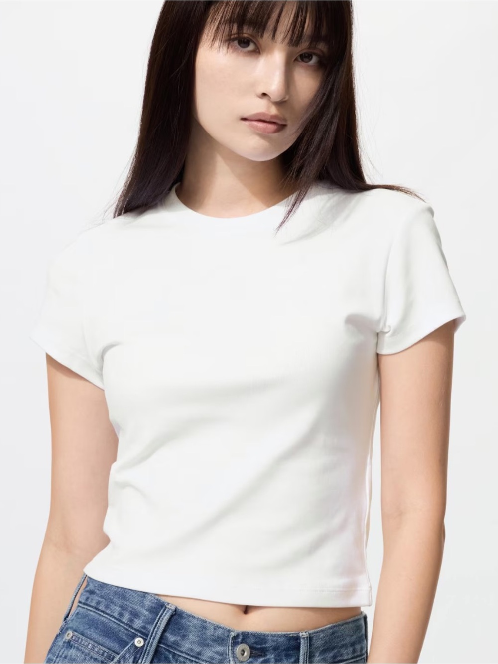 NWT Uniqlo ribbed off white mini T